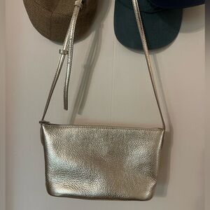 Madewell Mini Crossbody Bag in Soft Grain Light Gold Metallic